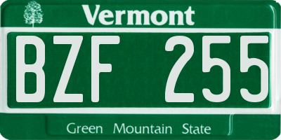 VT license plate BZF255