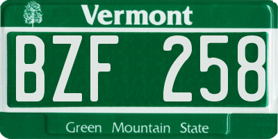 VT license plate BZF258