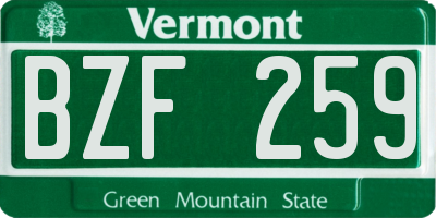 VT license plate BZF259