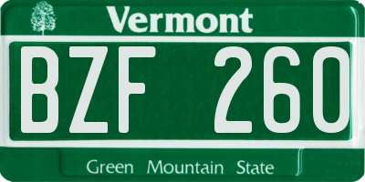 VT license plate BZF260
