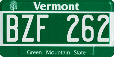 VT license plate BZF262