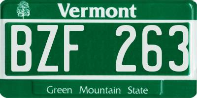 VT license plate BZF263