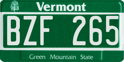 VT license plate BZF265