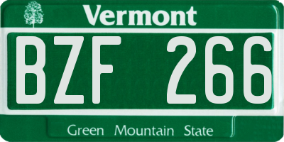 VT license plate BZF266