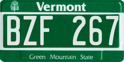 VT license plate BZF267