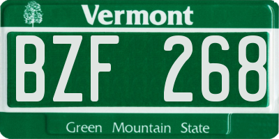 VT license plate BZF268