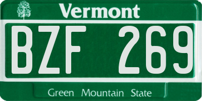 VT license plate BZF269