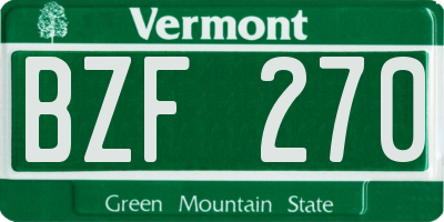 VT license plate BZF270