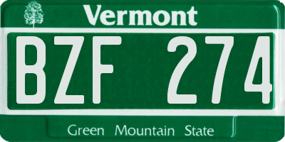 VT license plate BZF274