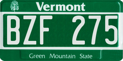 VT license plate BZF275