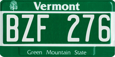 VT license plate BZF276