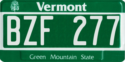VT license plate BZF277