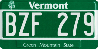 VT license plate BZF279