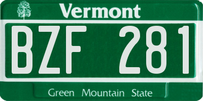 VT license plate BZF281