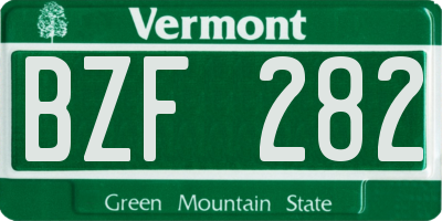 VT license plate BZF282