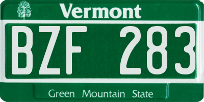 VT license plate BZF283