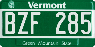 VT license plate BZF285