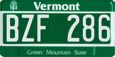 VT license plate BZF286