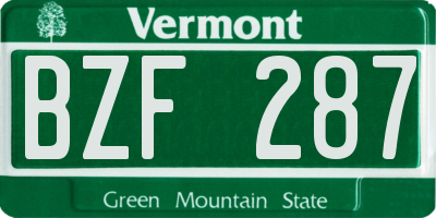 VT license plate BZF287