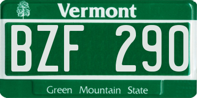 VT license plate BZF290