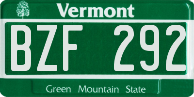 VT license plate BZF292