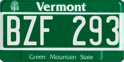 VT license plate BZF293