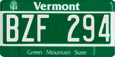 VT license plate BZF294