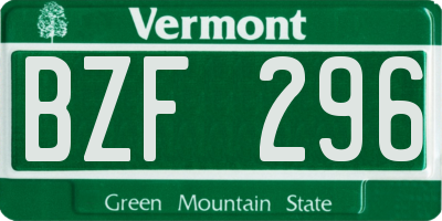 VT license plate BZF296