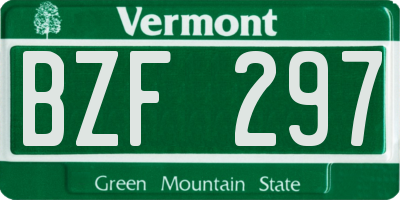 VT license plate BZF297