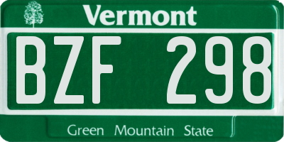 VT license plate BZF298