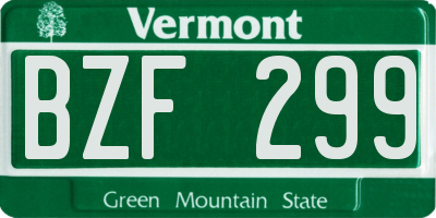 VT license plate BZF299