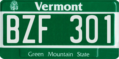 VT license plate BZF301