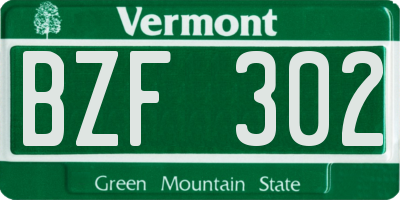 VT license plate BZF302