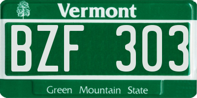 VT license plate BZF303