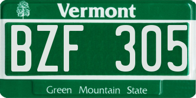 VT license plate BZF305
