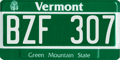 VT license plate BZF307