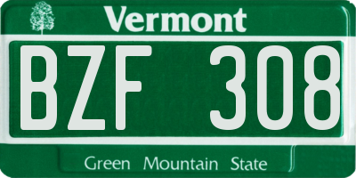 VT license plate BZF308