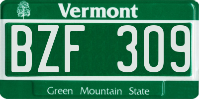 VT license plate BZF309