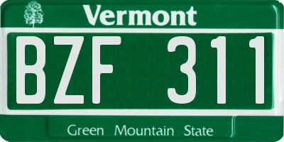 VT license plate BZF311