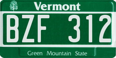 VT license plate BZF312