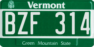 VT license plate BZF314
