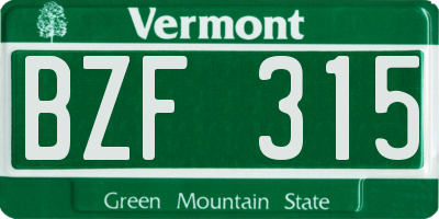 VT license plate BZF315
