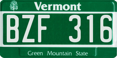 VT license plate BZF316