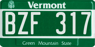 VT license plate BZF317