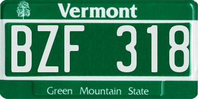 VT license plate BZF318