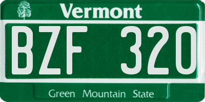 VT license plate BZF320
