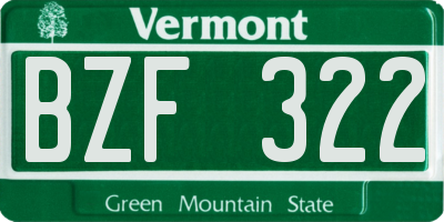 VT license plate BZF322