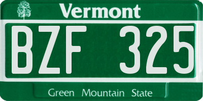VT license plate BZF325