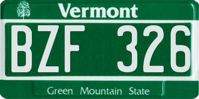 VT license plate BZF326