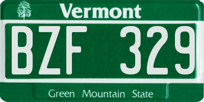 VT license plate BZF329